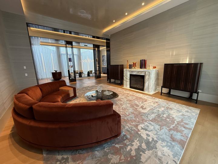 The finished living room, furnished.